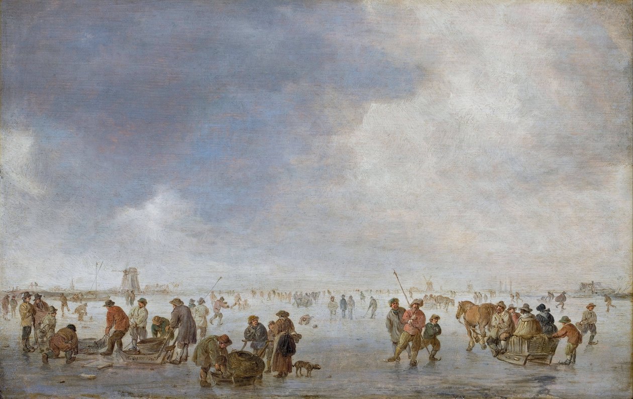 Talvimaisema jäällä - Jan Josefsz van Goyenin (1596-1656) maalaus - Öljy puulle - 38,5x60 - Hallwylska Museet, Tukholma tekijältä Jan Josephsz van Goyen