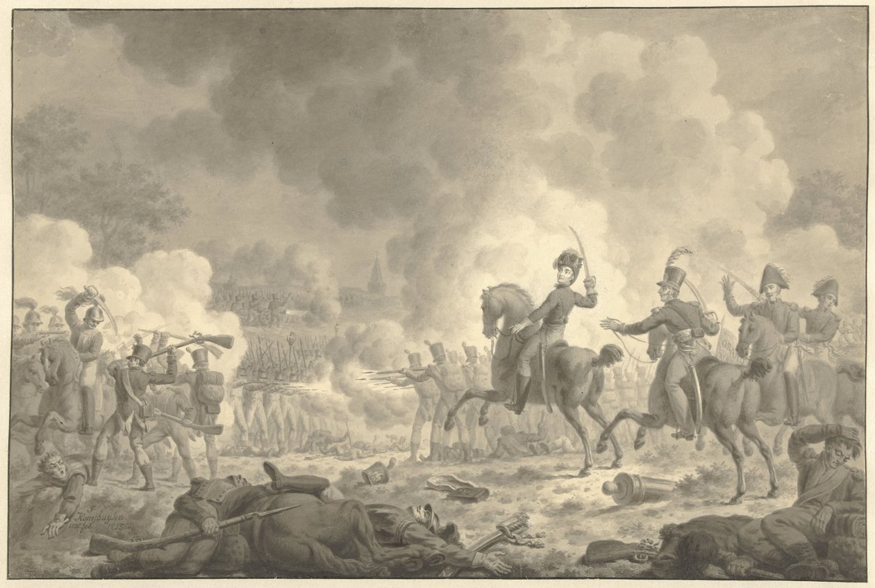 Kruununprinssi Willem Frederik George Lodewijk Waterloon ja Fleuruksen taistelussa tekijältä Jan Kamphuijsen (signed by artist)