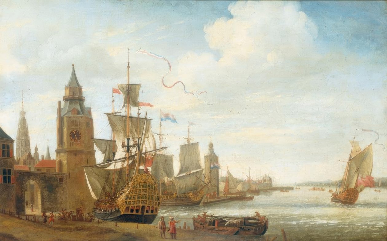 Capriccio, jossa on Antwerpenin sataman motiiveja tekijältä Jan Karel Donatus van Beecq