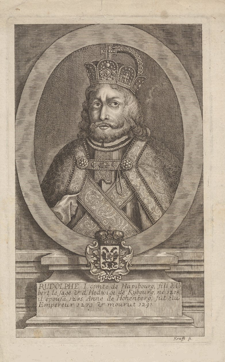 Rudolf I Habsburgista 1218-1291, roomalaisten kuningas. tekijältä Jan Lauwryn Krafft