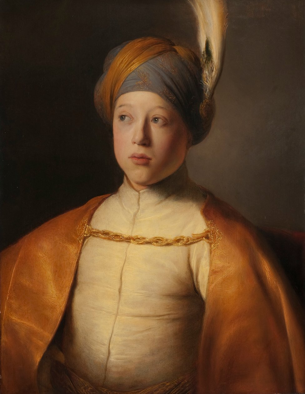 Poika niemessä ja turbaanissa Pfalzin prinssi Rupertin muotokuva, noin 1631. tekijältä Jan Lievens