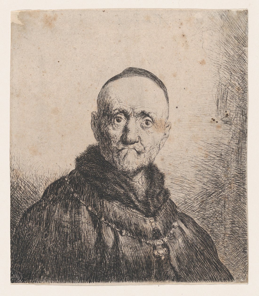 Vanhan miehen rintakuva, edestä, 1600-luku. tekijältä Jan Lievens