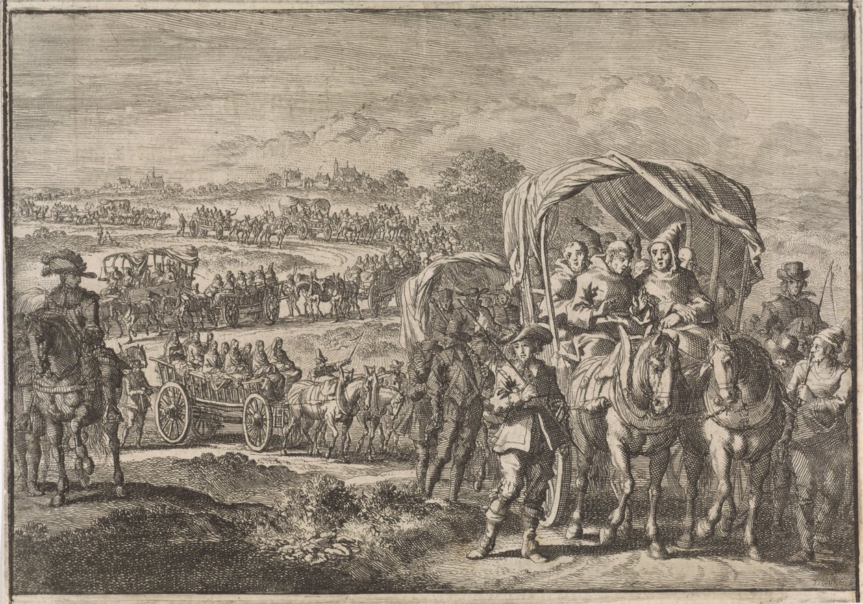 Pohjois-Brabantin munkit pakenevat Antwerpeniin, 1637 tekijältä Jan Luyken (attributed to)