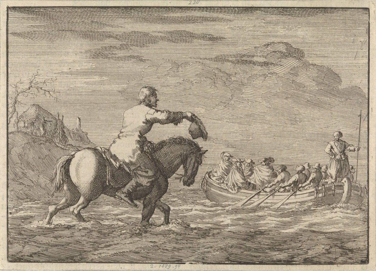 William III:n saapuminen Oranjepolderille soutuproomulla, 1691 tekijältä Jan Luyken