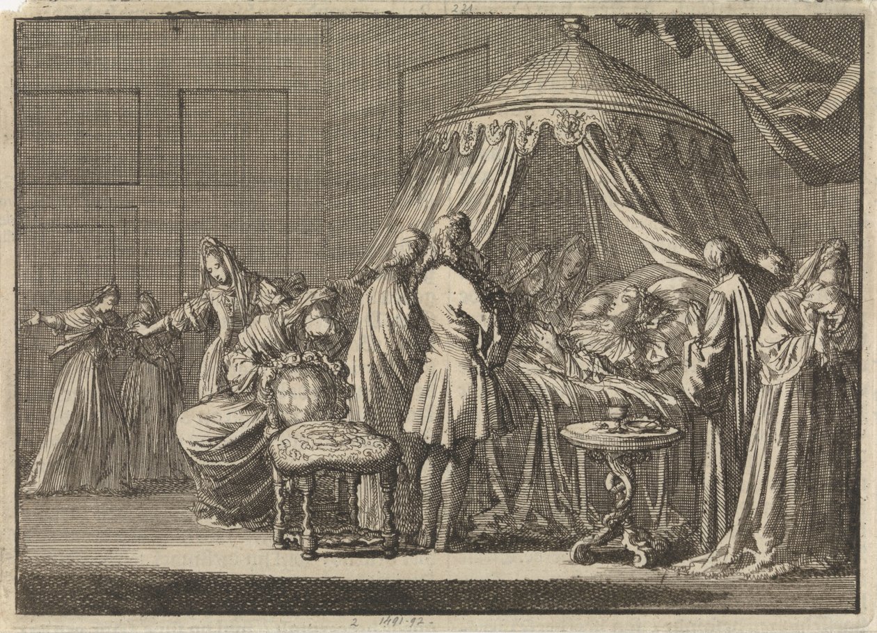 Englannin kuningattaren Maria II Stuartin kuolema 1695 tekijältä Jan Luyken