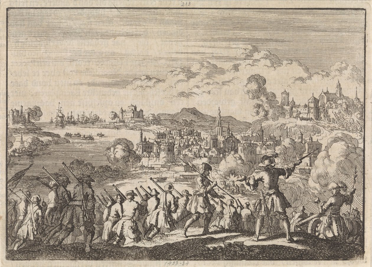 Ranskan valloitus Pointis Carthagenan alla Etelä-Amerikassa, 1697 tekijältä Jan Luyken