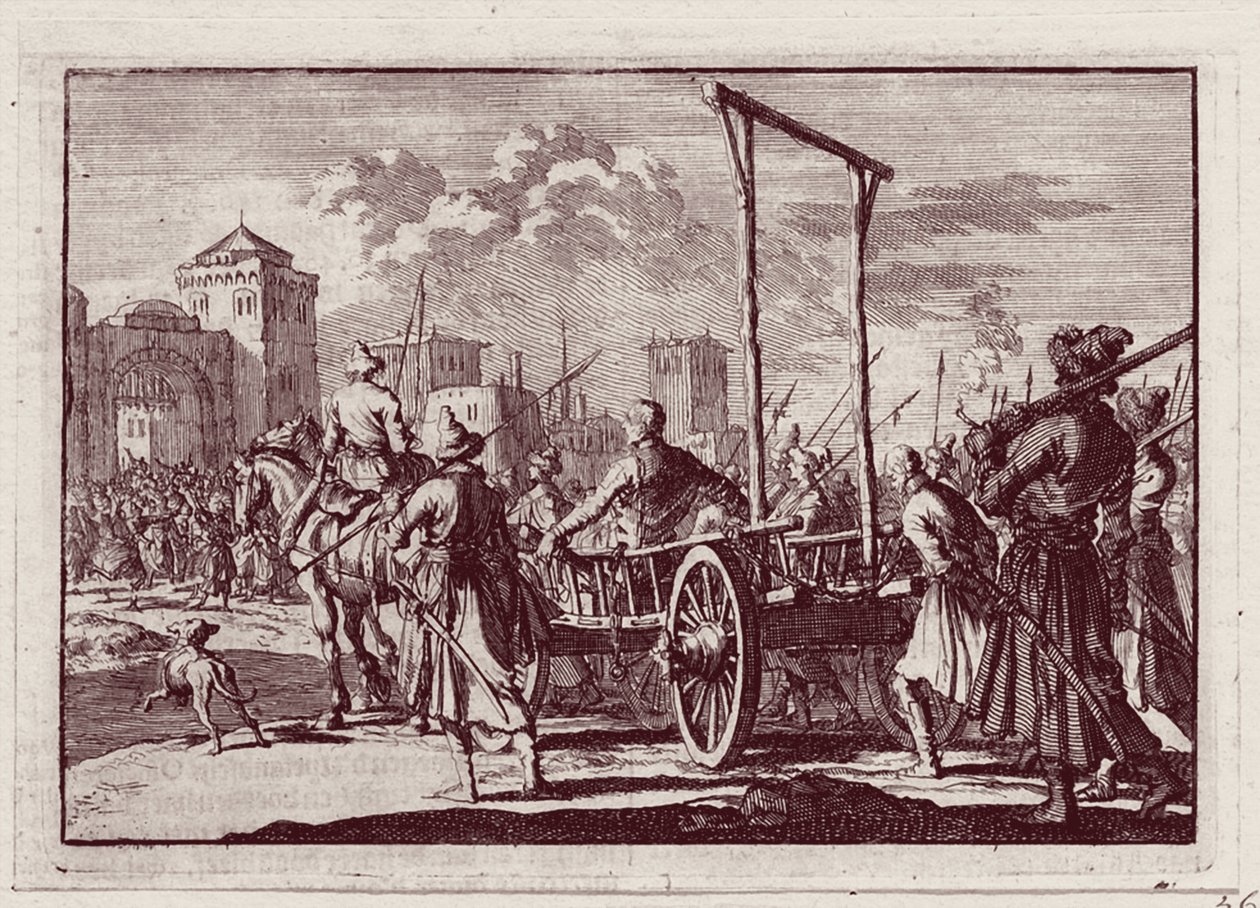Stenka Razin ennen teloitusta Moskovassa, 1698 tekijältä Jan Luyken