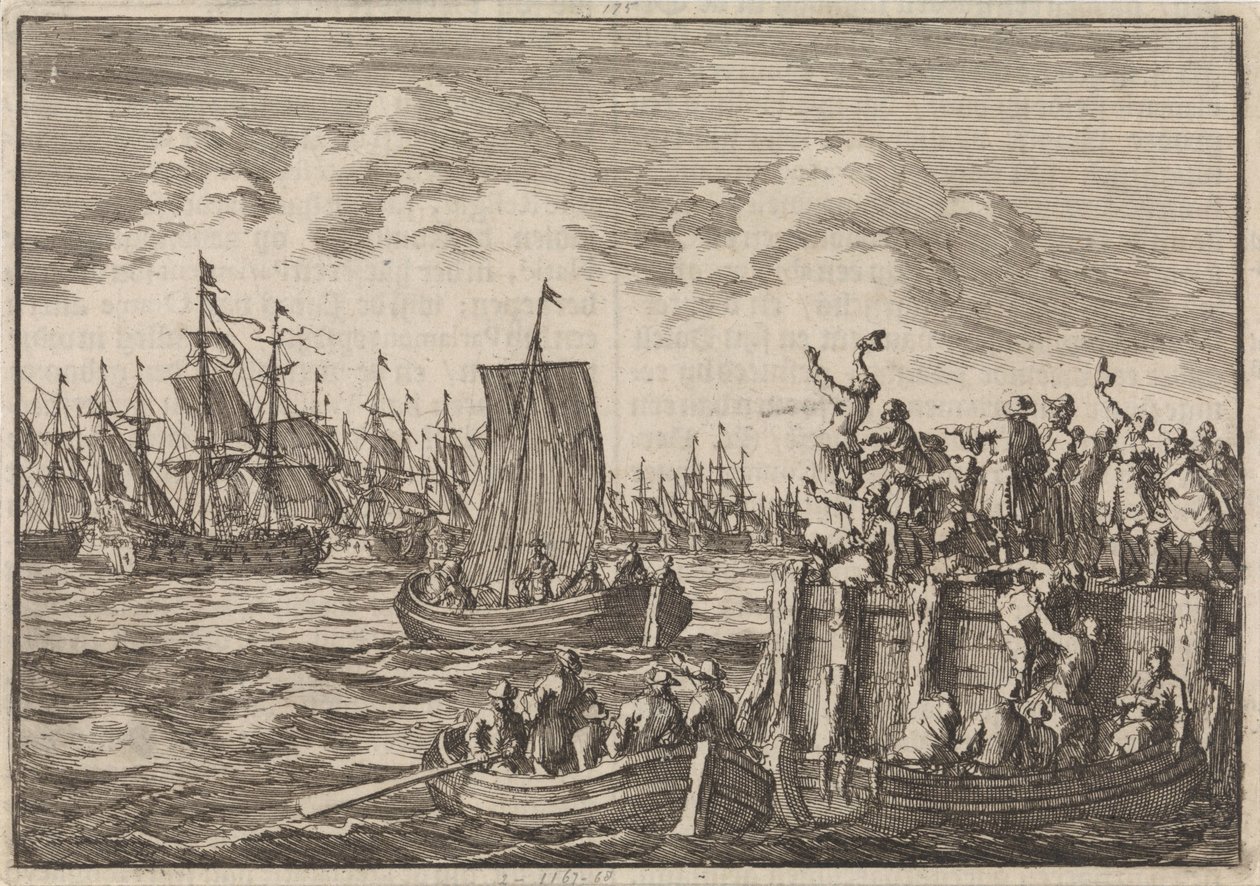 William III lähtee Englantiin laivaston kanssa 1688 tekijältä Jan Luyken
