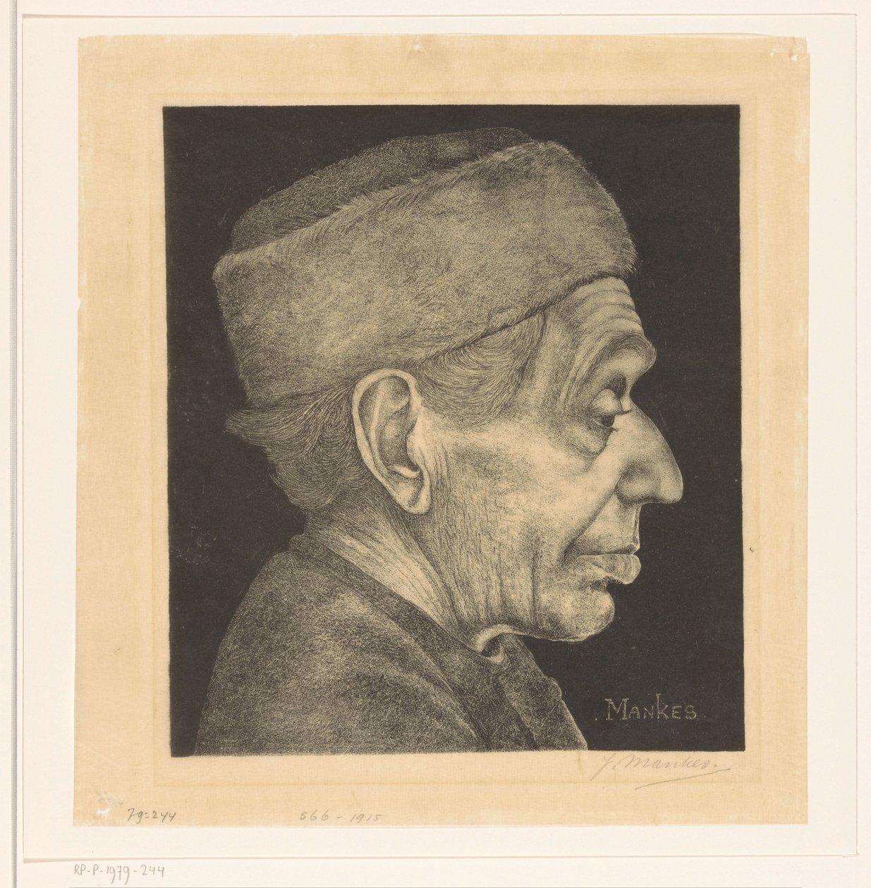 Douwen muotokuva hatun kanssa tekijältä Jan Mankes (signed by artist)