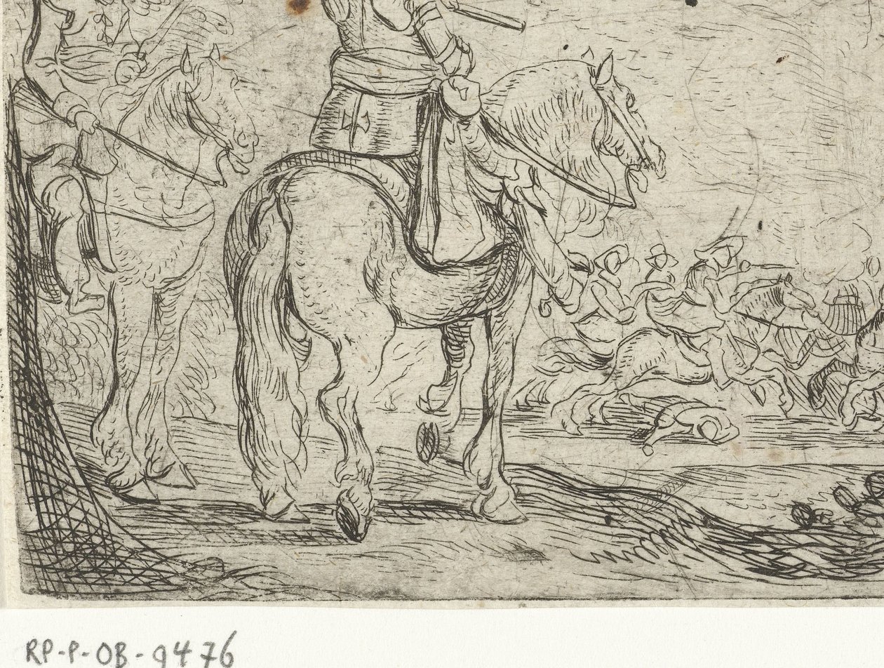 Kaksi ratsumiestä ratsuväen taistelussa Cavalry Battles (sarjan nimi) tekijältä Jan Martszen de Jonge