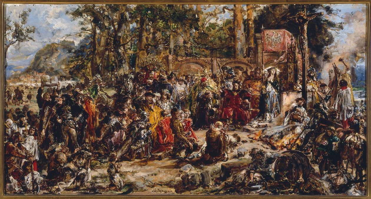 Liettuan kristinuskoon kääntyminen. Puolan kuningaskunta 1387 tekijältä Jan Matejko