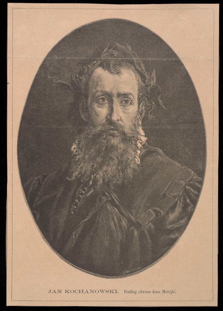 Jan Kochanowskin muotokuva Jan Matejkon maalauksen mukaan tekijältä Jan Matejko