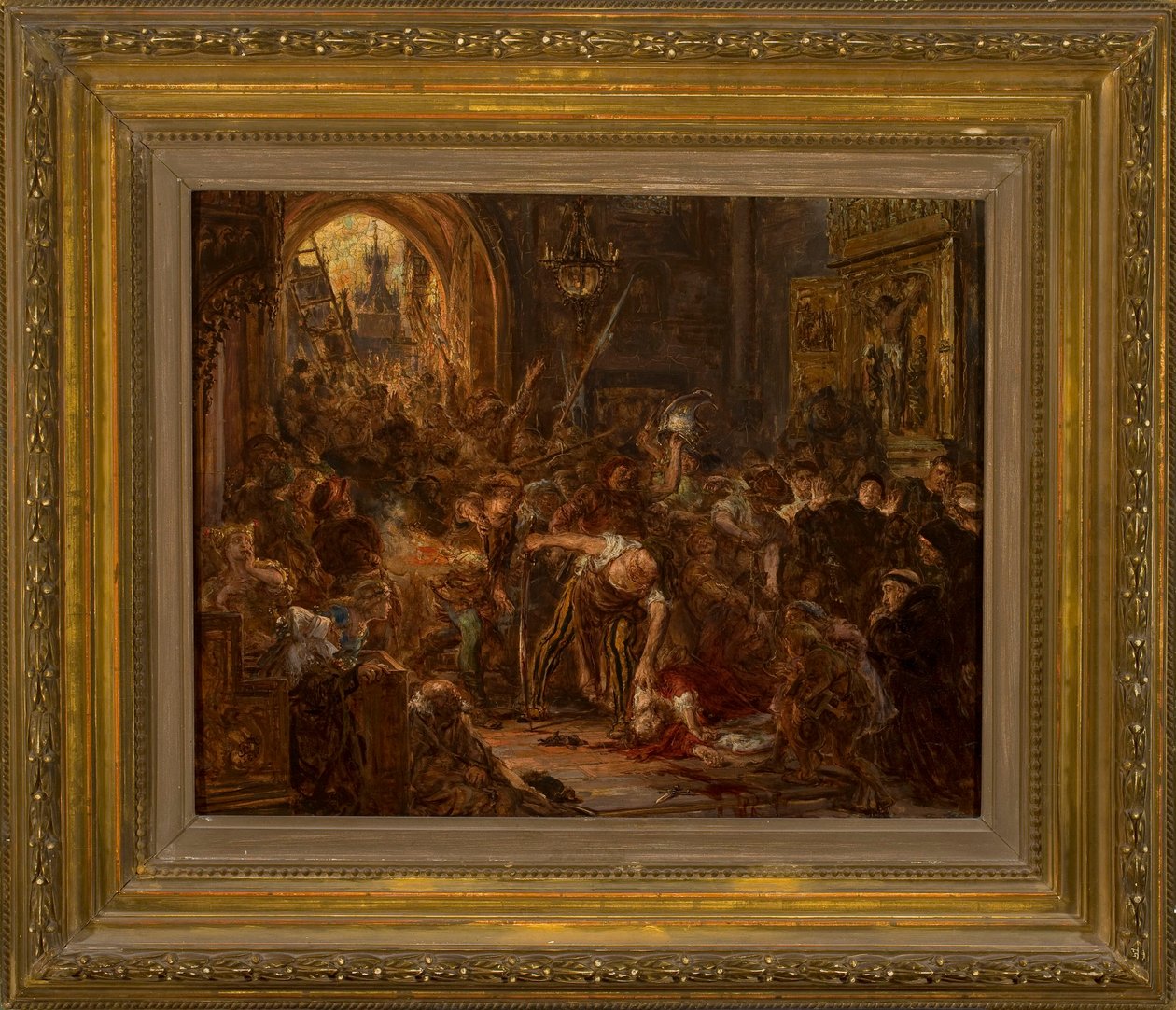 Tęczyńskin kuolema fransiskaanikirkossa tekijältä Jan Matejko