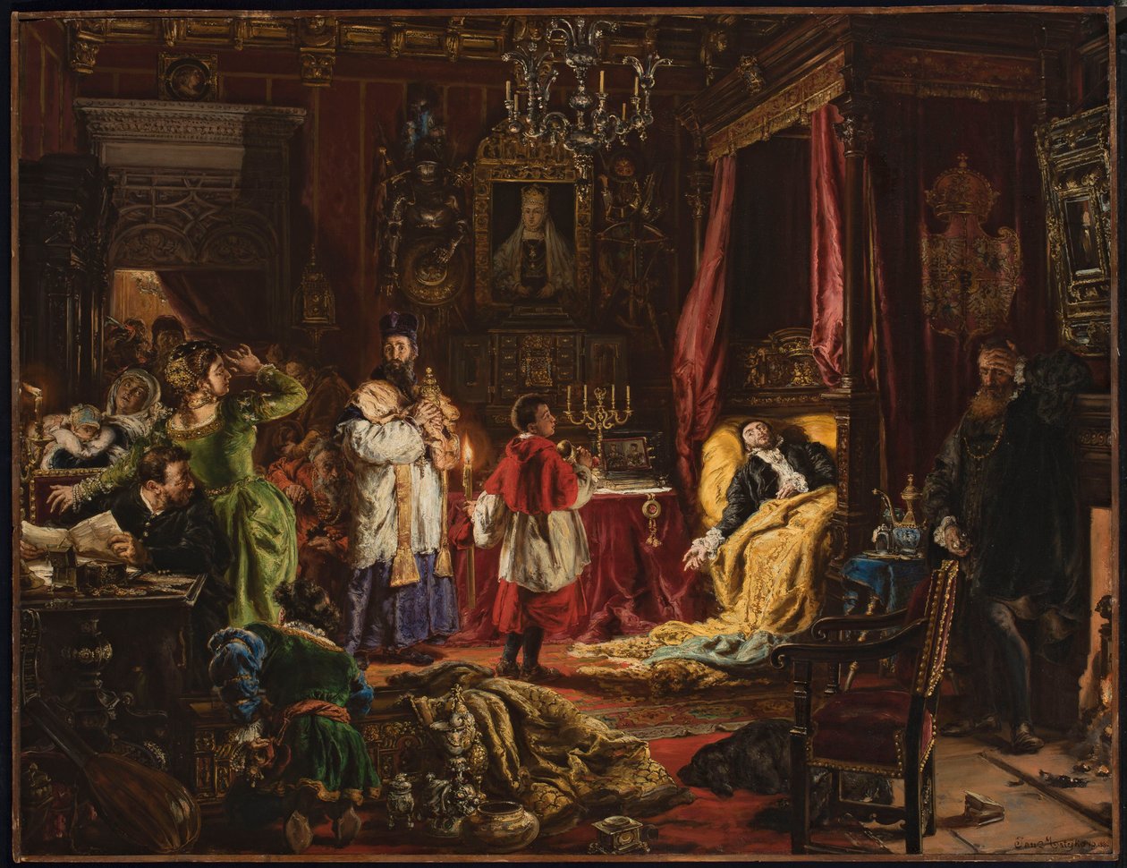 Sigismund Augustin kuolema Knyszynissä vuonna 1572 tekijältä Jan Matejko