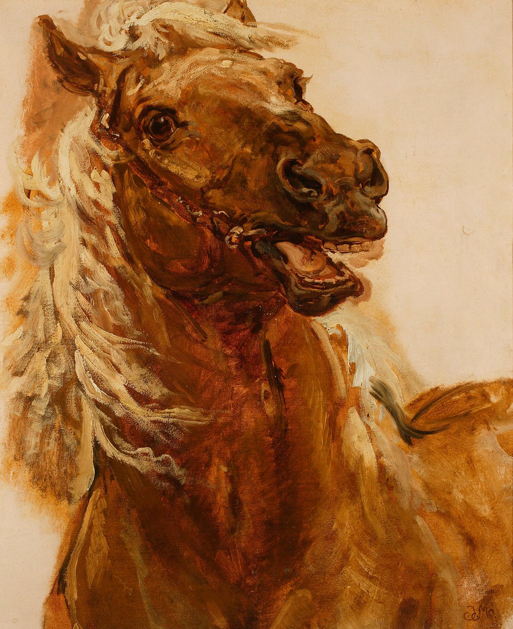 Hevosen pään luonnos maalaukseen ”Zamoyski Byczynan luona” tekijältä Jan Matejko