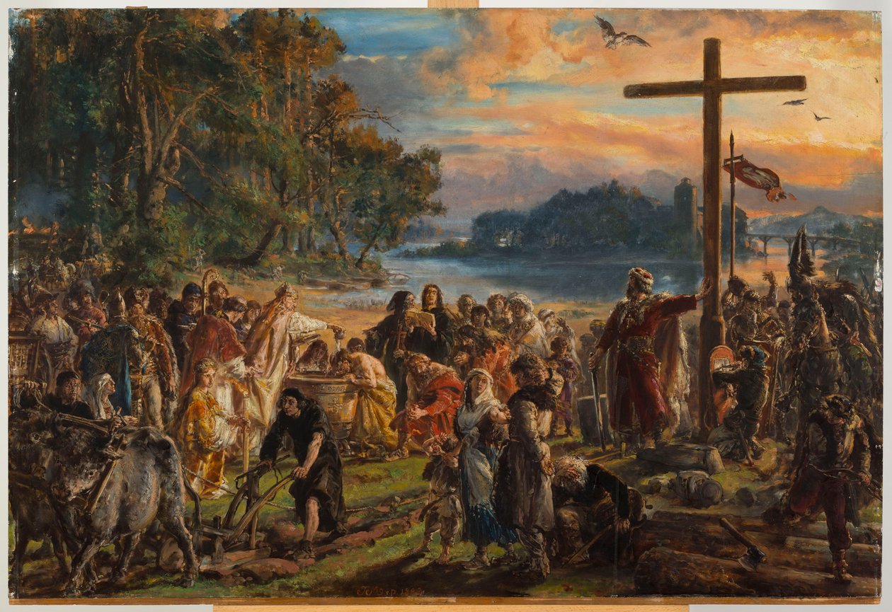 Kristinuskon saapuminen. R.P. 965 tekijältä Jan Matejko