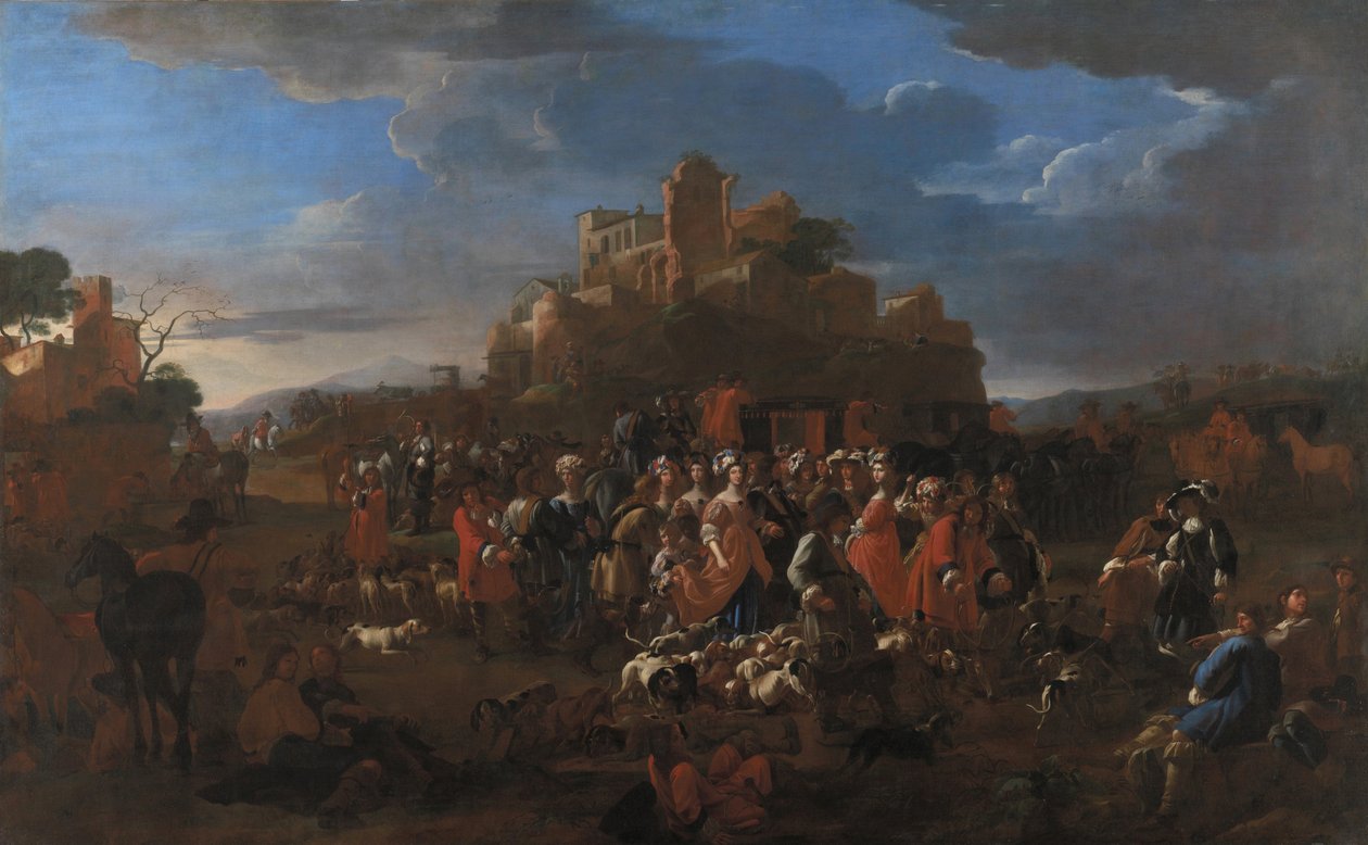 Charles Emmanuel II, Savoian herttua ja Françoise Madeleine dOrléans kuninkaallisen hovin kanssa tekijältä Jan Miel