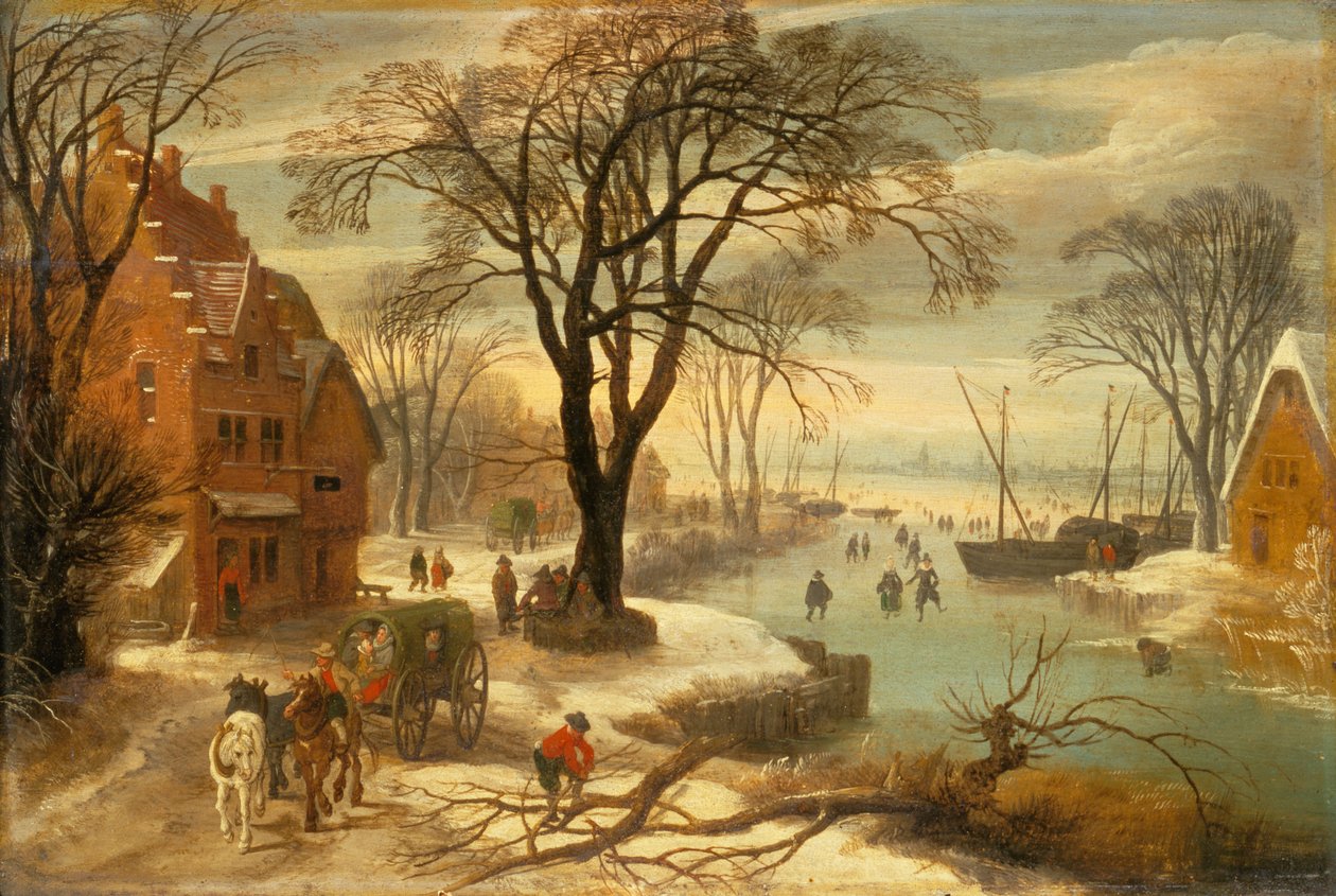 Talvimaisema kaupunkilaisten kanssa jäällä (öljy) tekijältä Jan and Momper Joos de Brueghel
