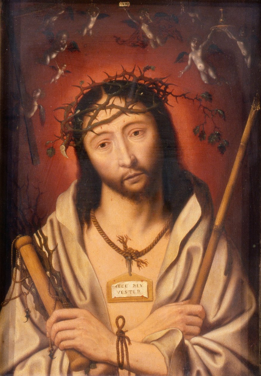 Kristus orjantappuroilla kruunattuna eli Ecce Homo, noin 1525 (öljy paneelille). tekijältä Jan Mostaert
