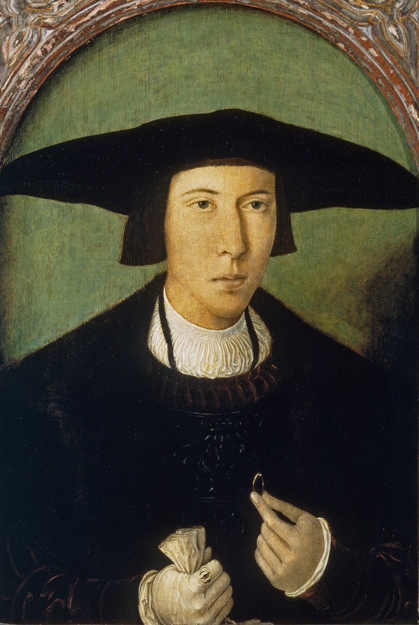 ""Nuoren miehen muotokuva"" (Nuoren miehen muotokuva) Jan Mostaertin (1472/73-1555/56) maalaus noin 1520 Mitat 53x37 cm Museo del Prado, Madrid tekijältä Jan Mostaert