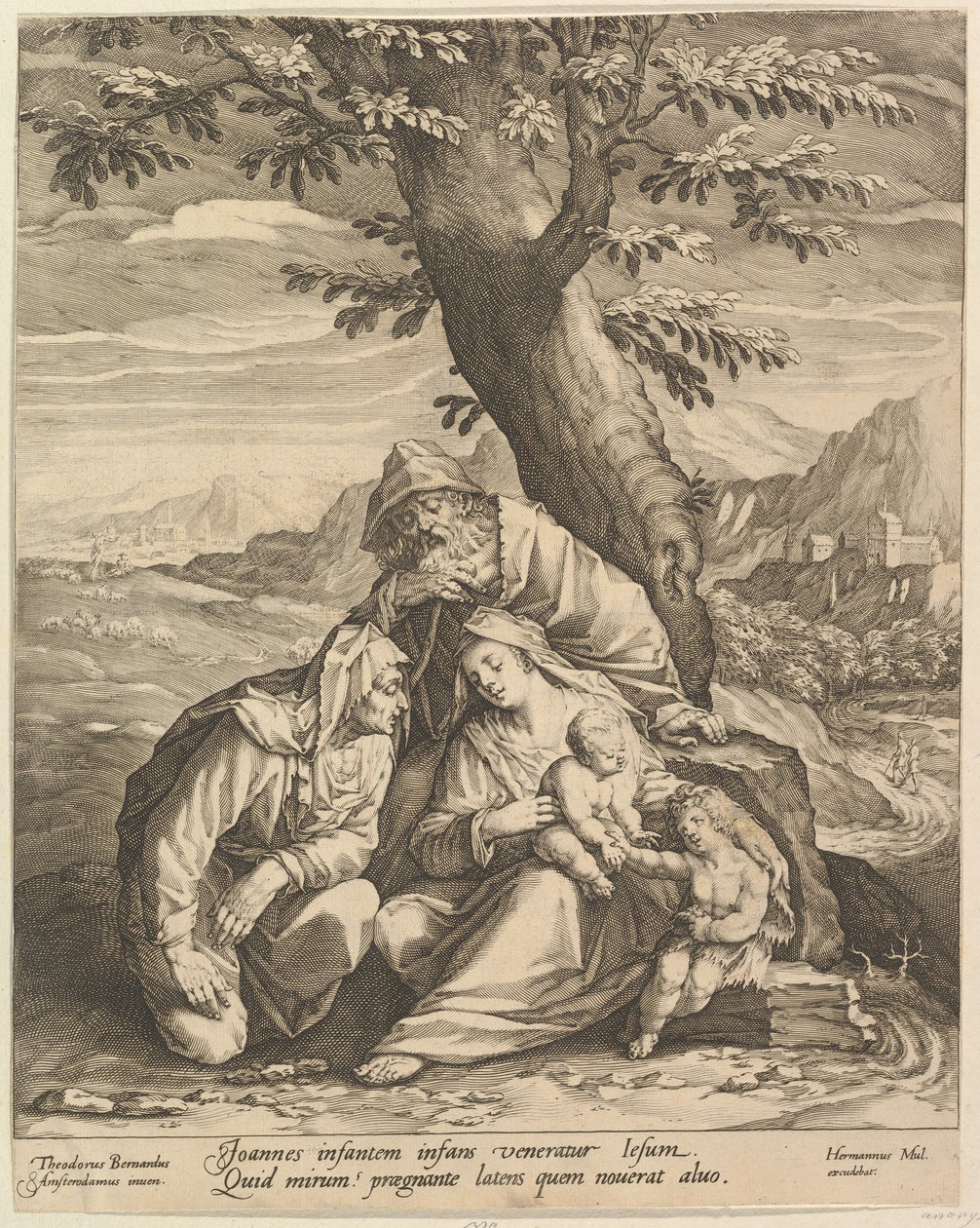 Pyhä perhe Pyhän Elisabetin ja Pyhän Johannes Kastajan kanssa, 1588. tekijältä Jan Muller