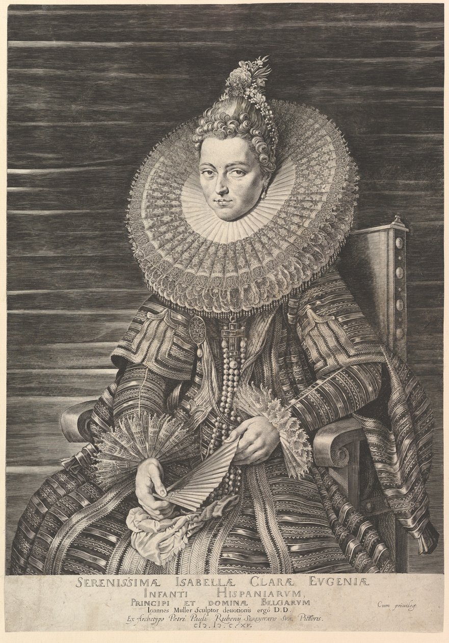 Etelä-Alankomaiden kuvernöörin Isabella Clara Eugenian muotokuva, 1615. tekijältä Jan Muller