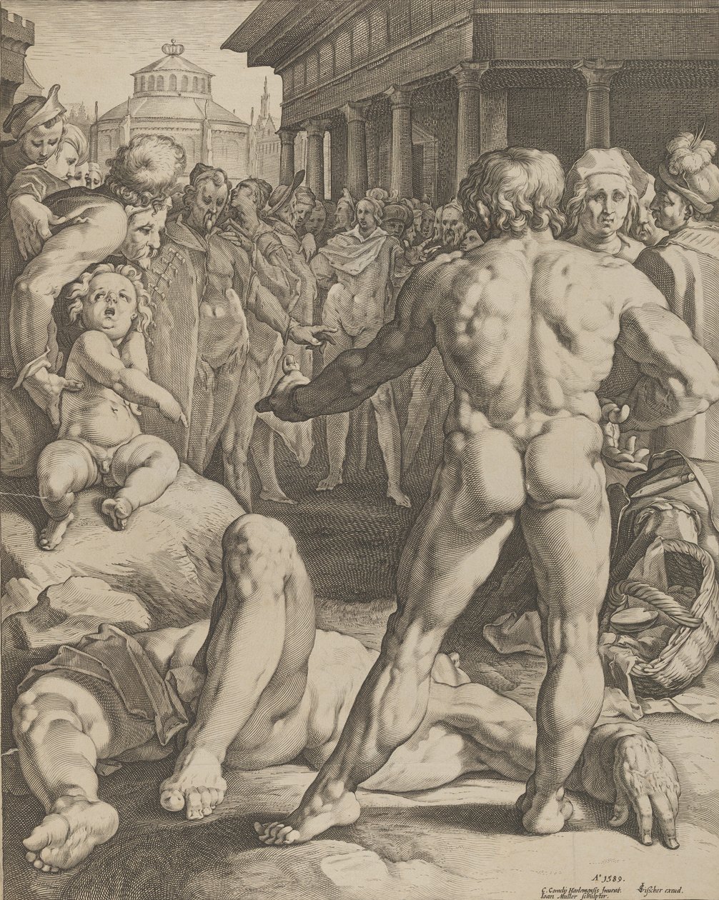 Taistelu Ulysseksen ja Iruksen välillä, n. 1590 tekijältä Jan Muller