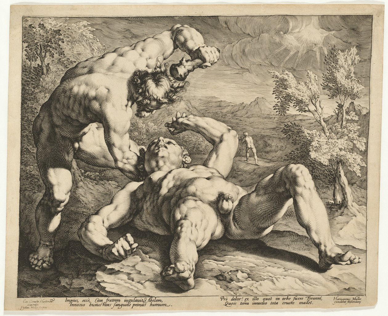 Kain tappaa Abelin tekijältä Jan Muller, after Cornelis Cornelisz van Haarlem