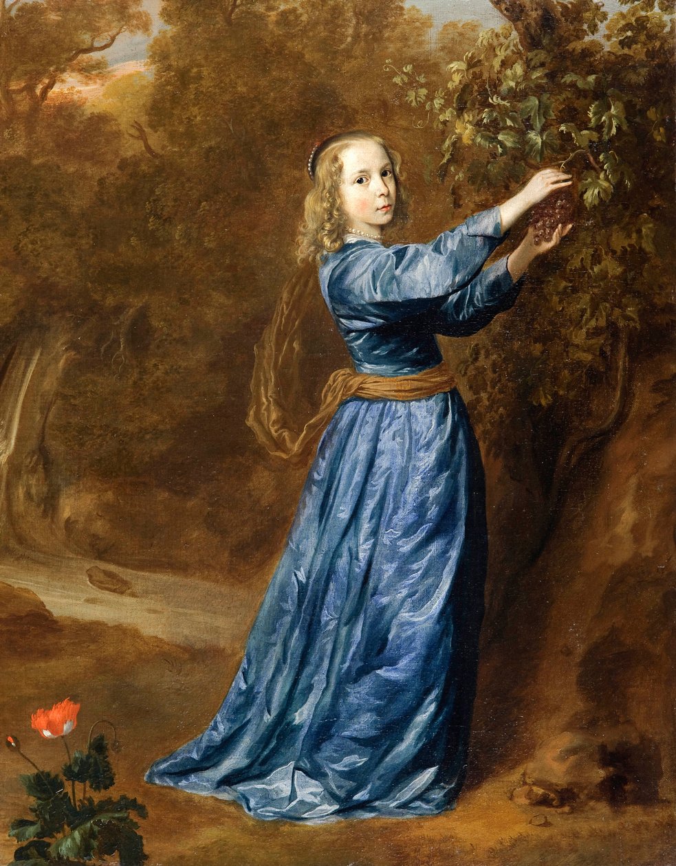 ""Rypäleitä poimivan tytön muotokuva"" (rypäleitä poimivan tytön muotokuva) Jan (Johan, Johannes) Mytensin (Mijtensin) maalaus (n. 1614-1670), - Öljy kankaalle Koko 50,2x40,5 cm Foundation Custodia tekijältä Jan Mytens