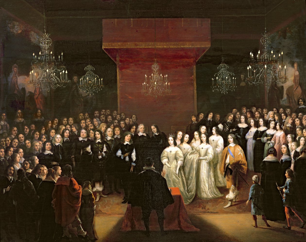 Frederick Williamin (1620-88), Brandenburgin ruhtinasruhtinaskunnan ja Louise Henrietten (1627-67) Nassaun prinsessan avioliitto, 1646 tekijältä Jan Mytens or Mijtens