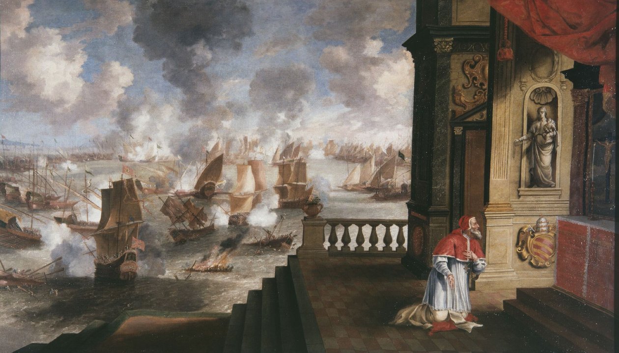 Hollanti: de slag van Lepanto in 1571 Lepanton taistelu vuonna 1571. tekijältä Jan Peeters the Elder