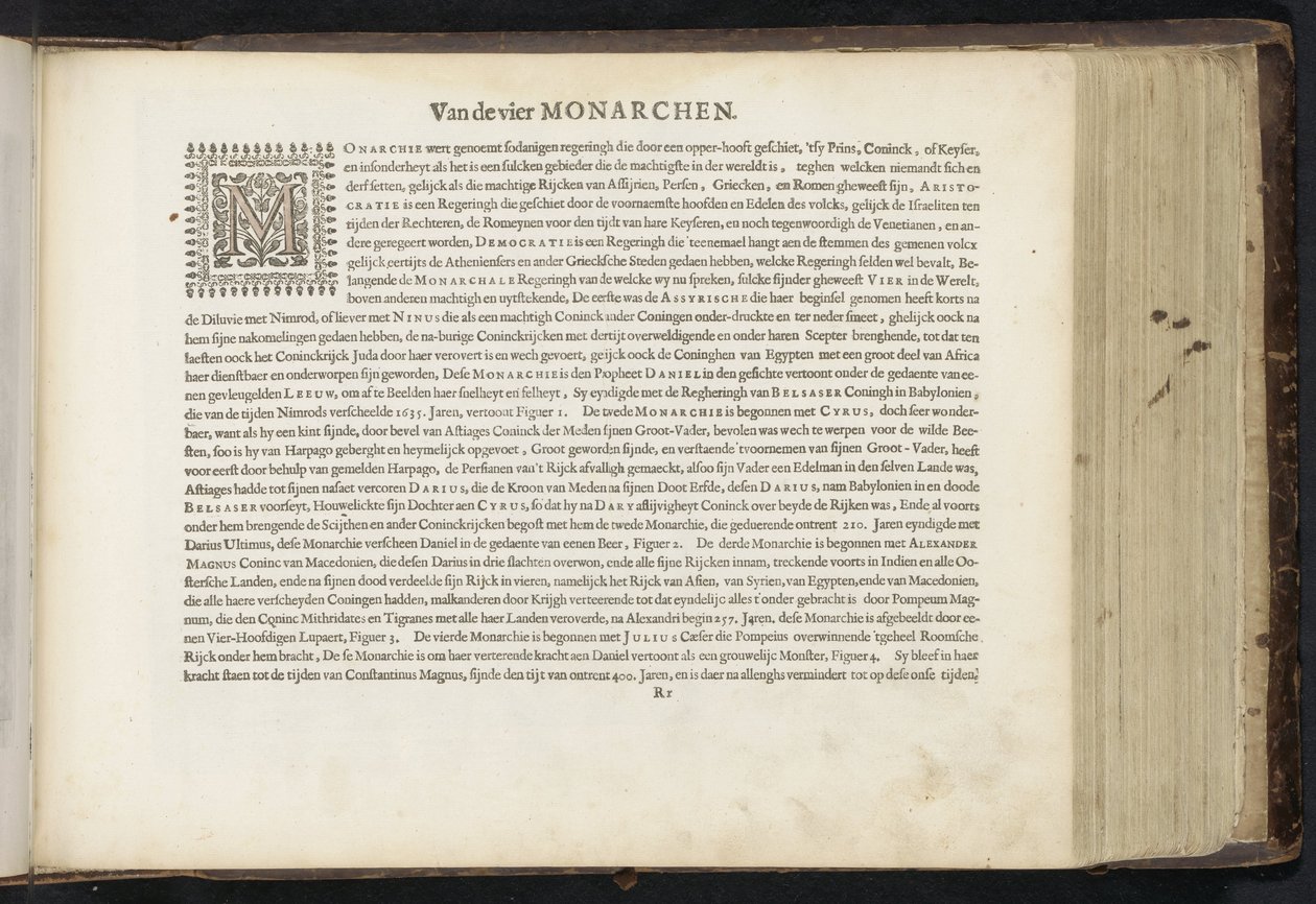 Neljästä hallitsijasta (otsikko esineessä) Den Grooten Figuer-Bibel (...) (sarjan nimi) tekijältä Jan Philipsz Schabaelje