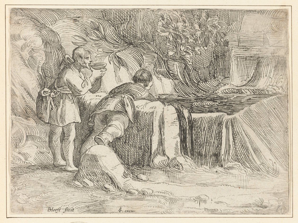 Kaksi miestä kaivolla tekijältä Jan Philipsz. van Bouckhorst