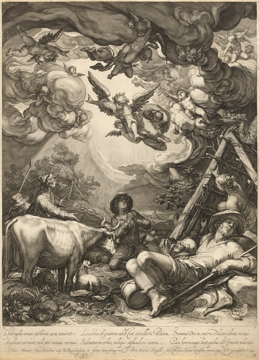 Ilmoitus paimenille tekijältä Jan Pietersz Saenredam, after Abraham Bloemaert