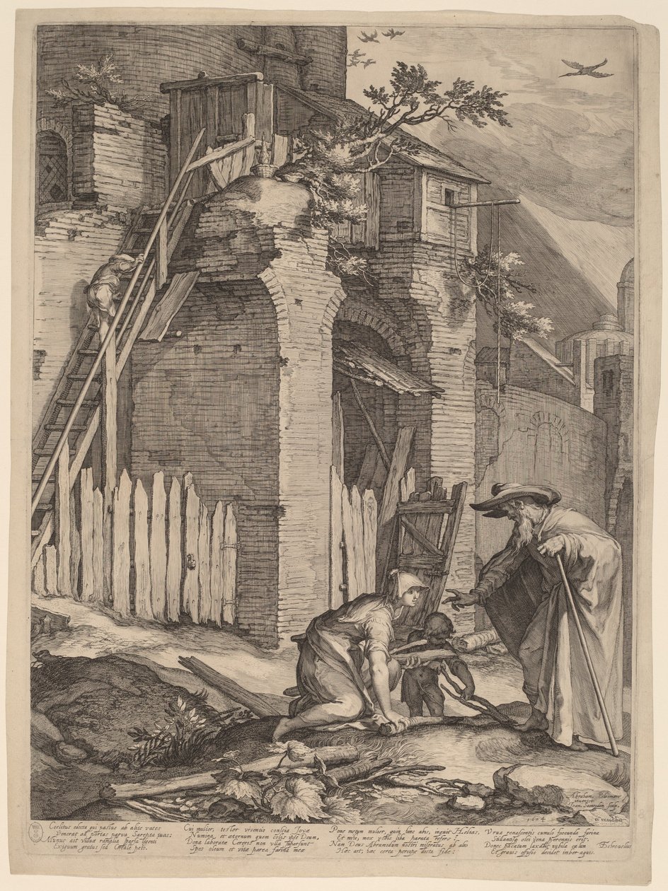 Profeetta Elia Sarpatin lesken kanssa tekijältä Jan Pietersz Saenredam, after Abraham Bloemaert