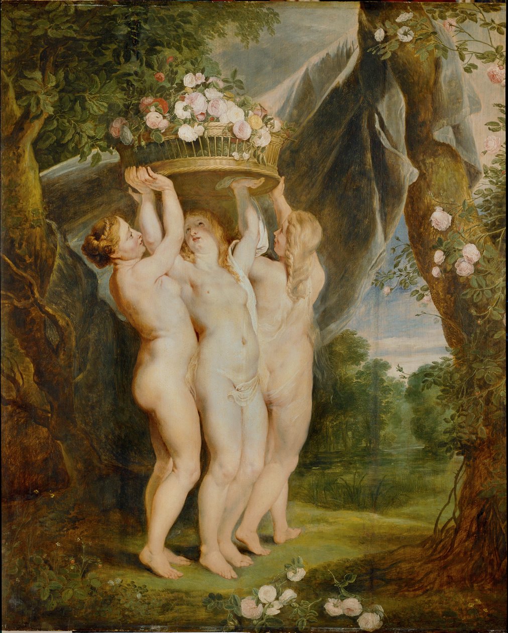 Kolme armoa (öljy kankaalle) tekijältä Jan & Rubens P.P. (1577-1640) Brueghel