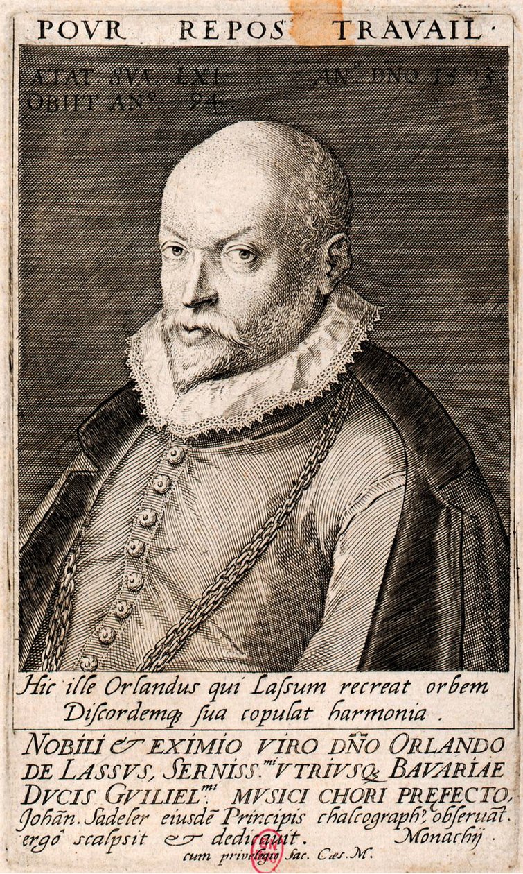 Säveltäjä Orlando di Lasson muotokuva 1532-1594, 1593. tekijältä Jan Sadeler