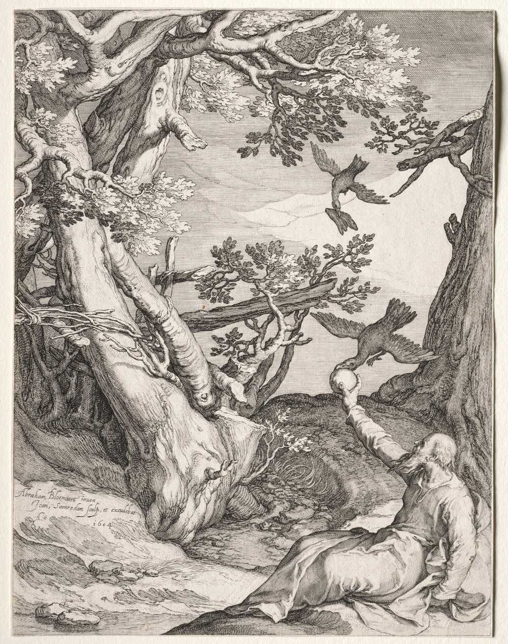 Elia erämaassa, Ravensin ruokkima, 1604. tekijältä Jan Saenredam