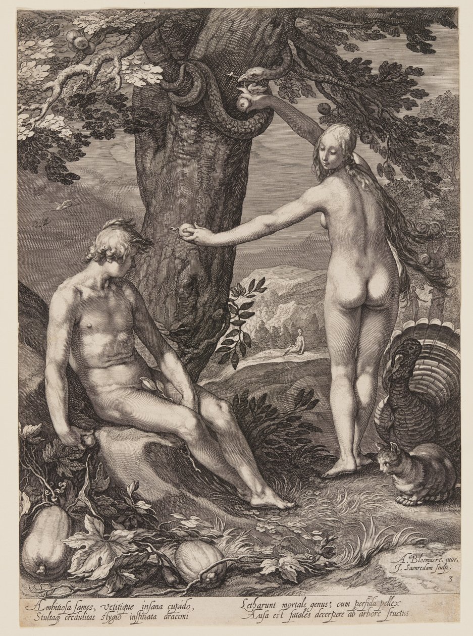 Ihmisen kiusaaminen, ihmisen ensimmäisten vanhempien historiasta (History of the First Parents of Man) tekijältä Jan Saenredam