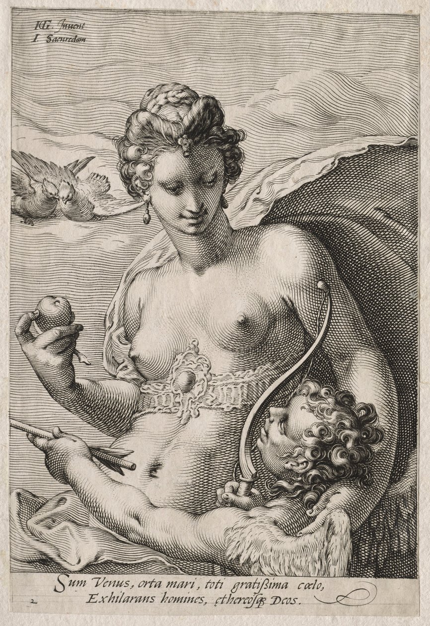 Venus ja Cupid, n. 1595. tekijältä Jan Saenredam