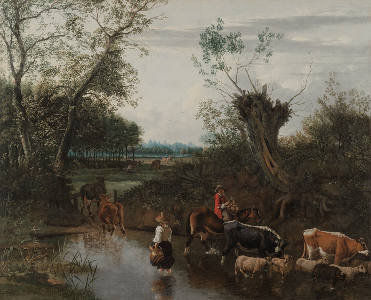 Talonpojat ylittämässä puron, n. 1670. tekijältä Jan Siberechts
