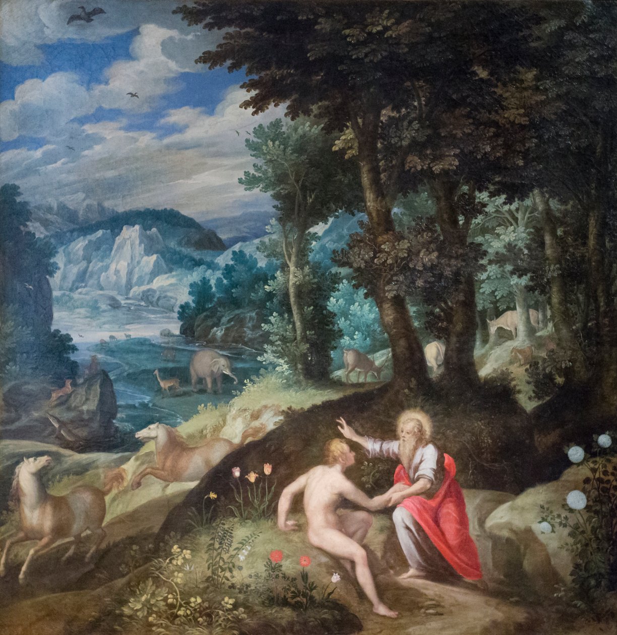 Aatamin luominen, noin 1586-89 (öljy kankaalle). tekijältä Jan Soens