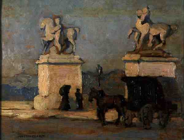 Place de la Concorde, Pariisi, noin 1900 (öljy kartongille). tekijältä Jan Stanislawski