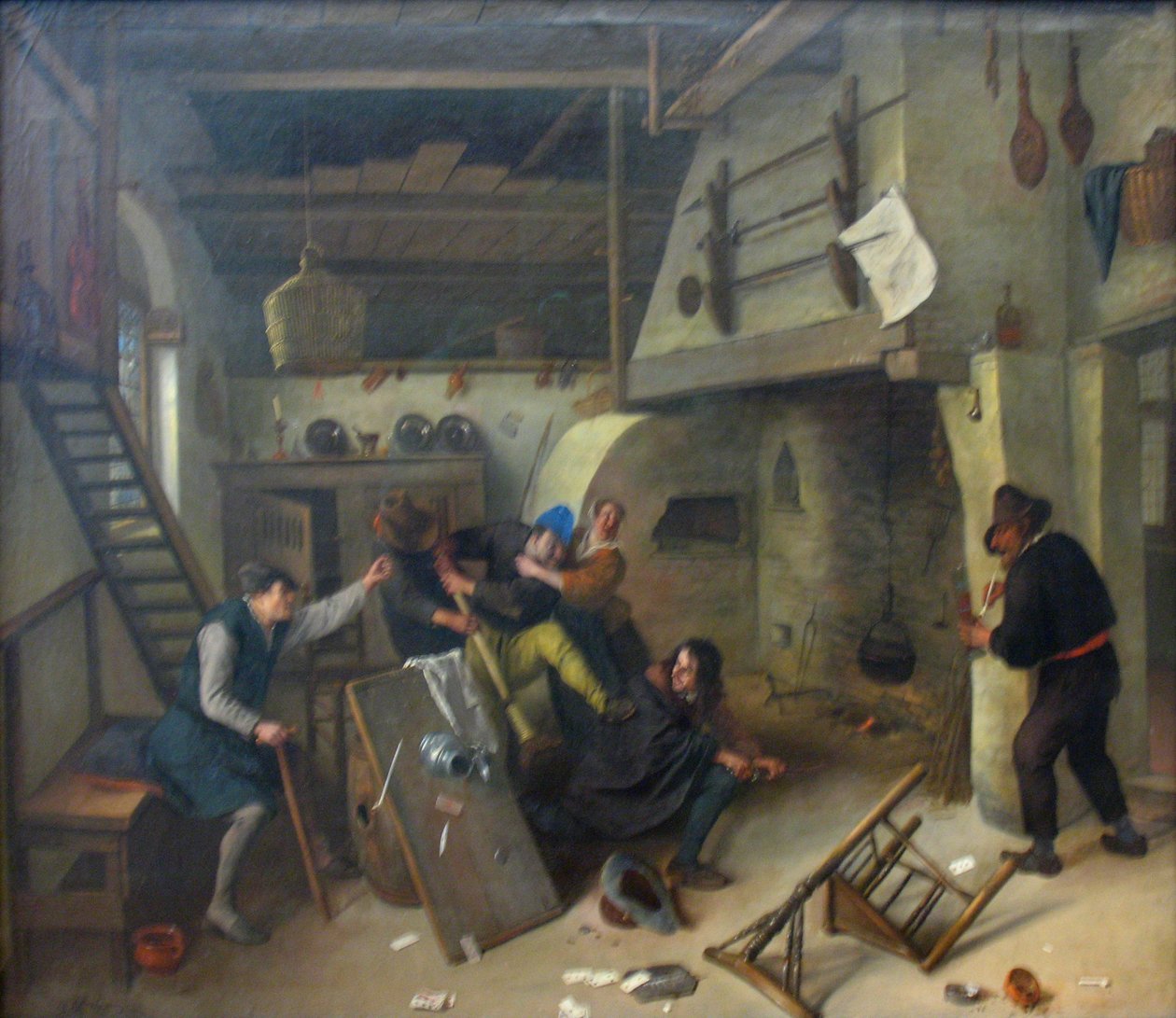 Kortinpelaajien tappelu kapakassa tekijältä Jan Steen