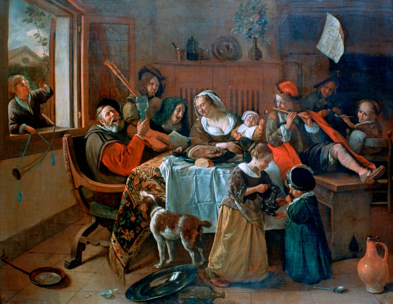 Iloinen perhe, 1668 tekijältä Jan Havickszoon Steen
