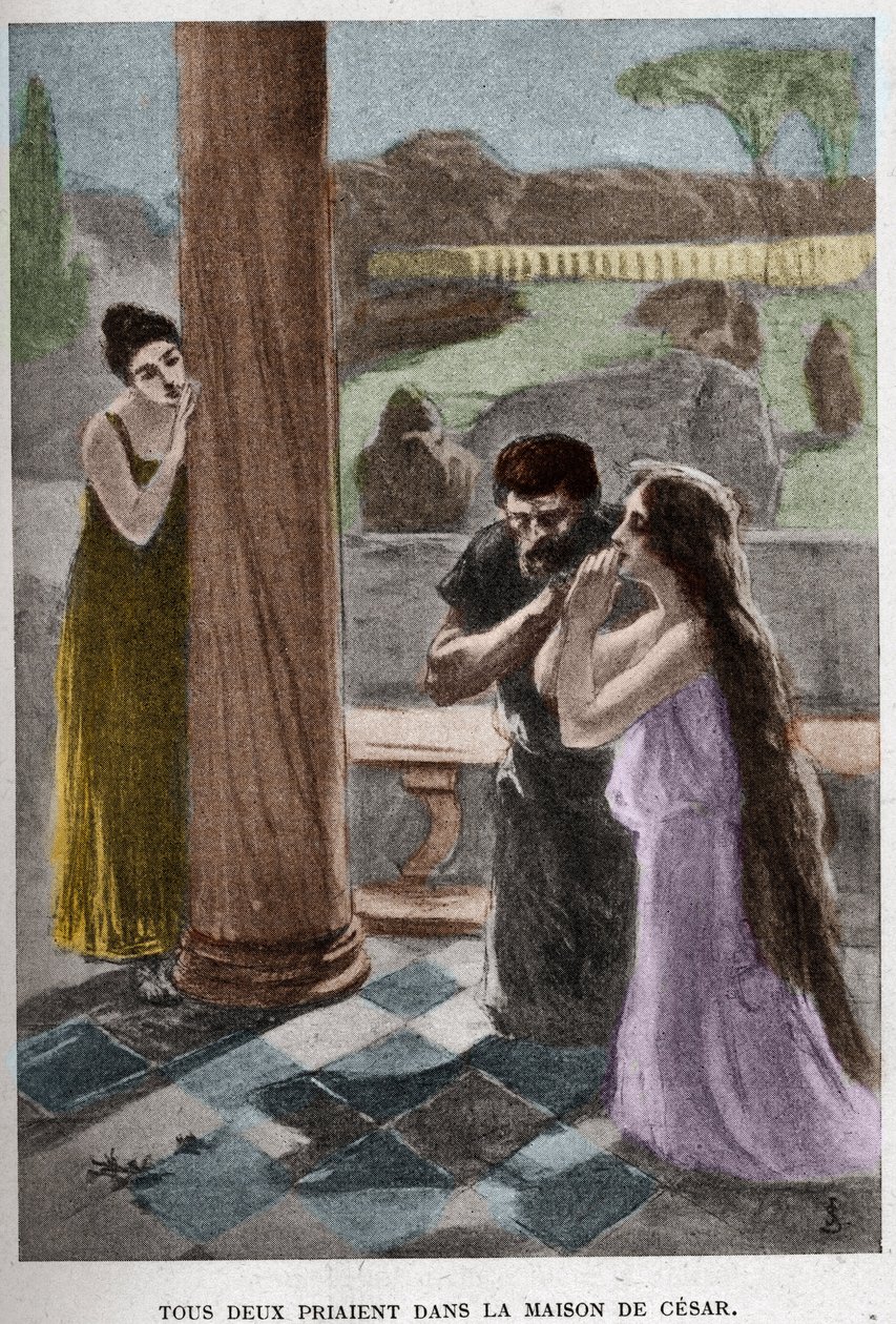 Molemmat rukoilivat Cesarin talossa (luku VIII) JAN STYKAn (1858-1925) kuvituksen Henryk Sienkiewiczin romaanin "Quo Vadis" puolesta. tekijältä Jan Styka