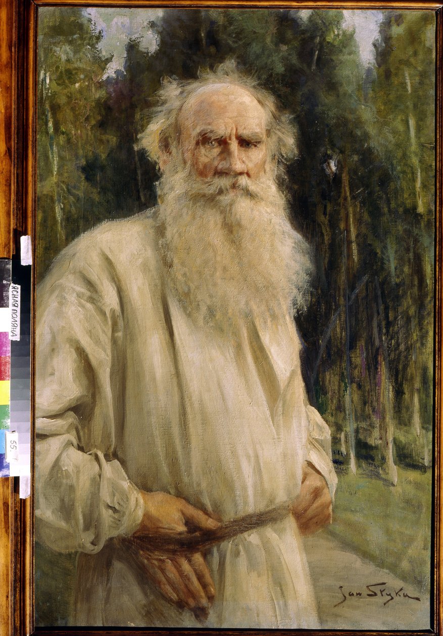 Leon Tolstoin (1828-1910), venäläisen kirjailijan muotokuva (Kirjailija Leo N. Tolstoin muotokuva). Jan Stykan (1858-1925) maalaus tekijältä Jan Styka