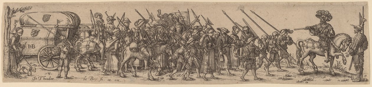 Matkatavarajuna kersanttimajurin kanssa tekijältä Jan Theodor de Bry after Barthel Beham