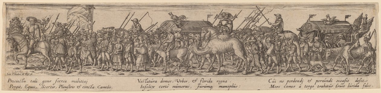 Armeijan juna ja kuolema tekijältä Jan Theodor de Bry after Erhard Schön