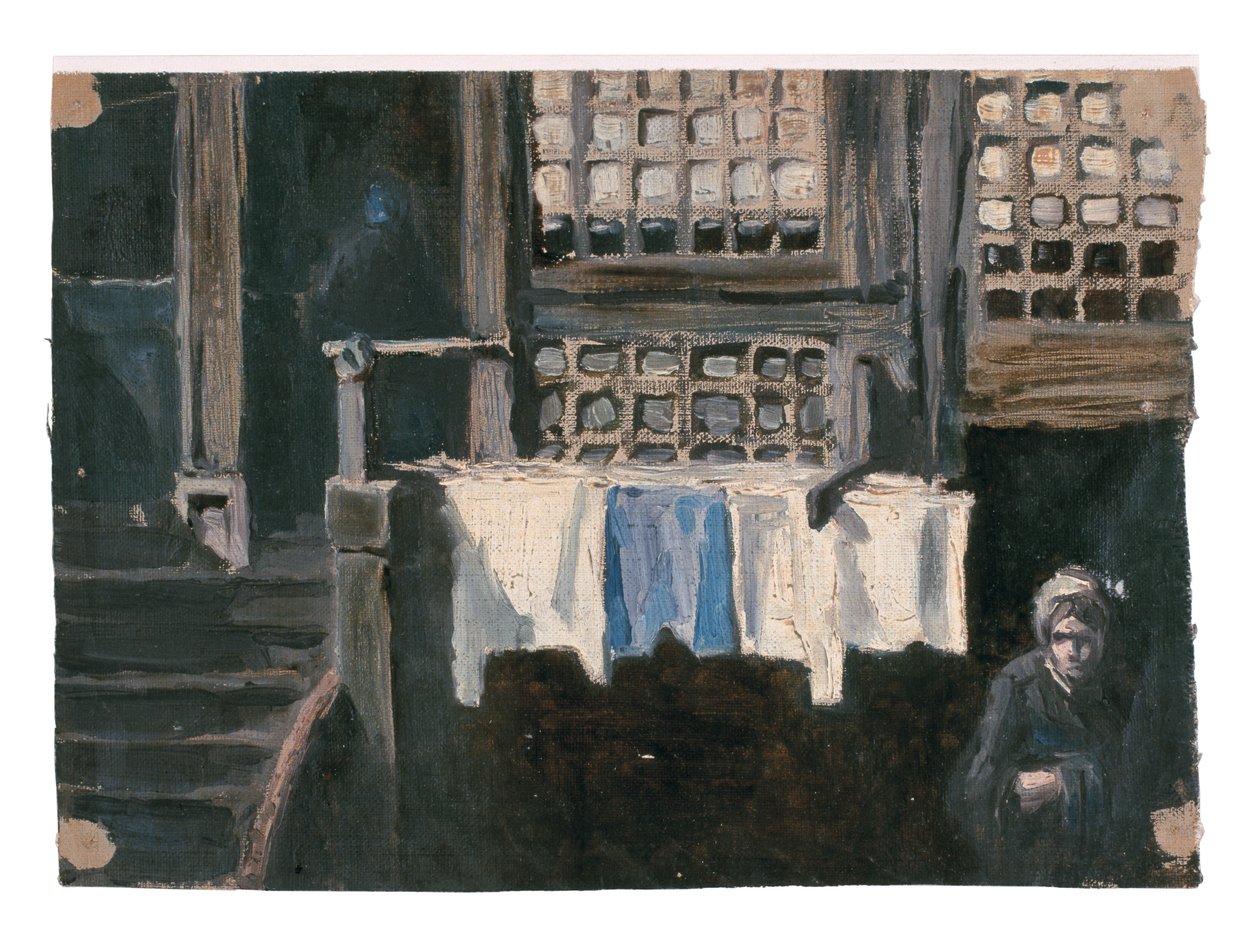 "Old Facade in Delft" (tutkimus) (öljy kankaalle) tekijältä Jan Toorop